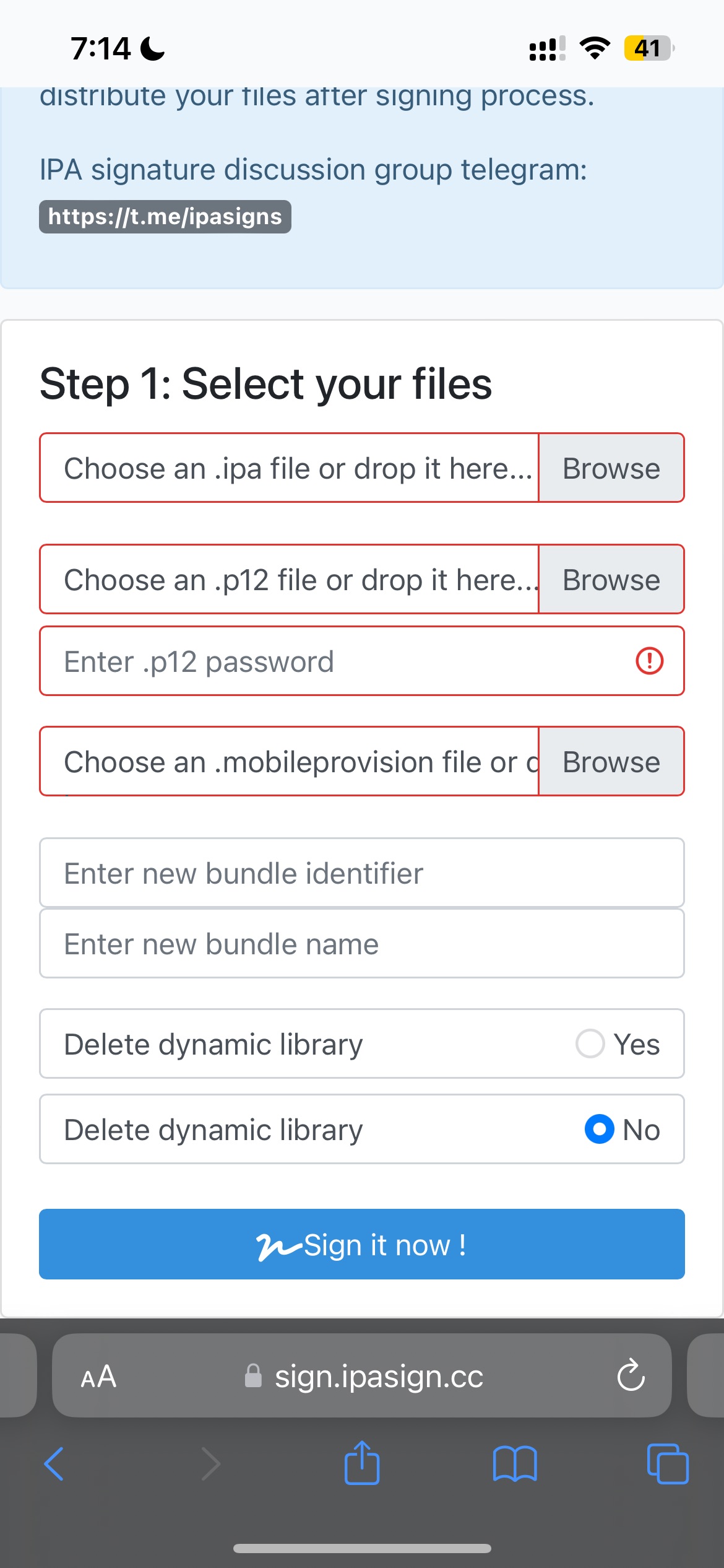 ipasign Home Screen